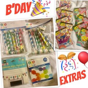 Vibrant Birthday Party Decoration Set w/10 Coloring Pads!